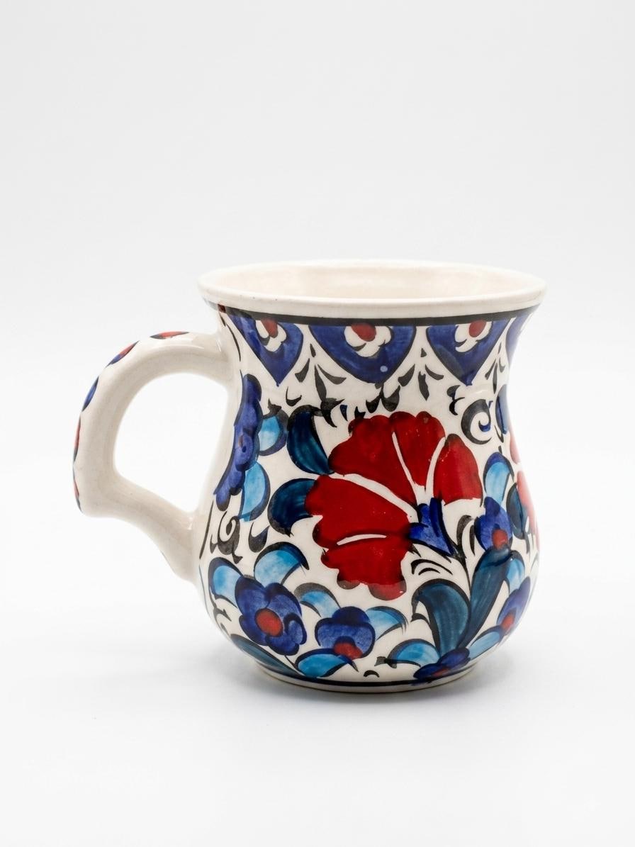 Ivory white hand-painted ceramic mugs detail view
