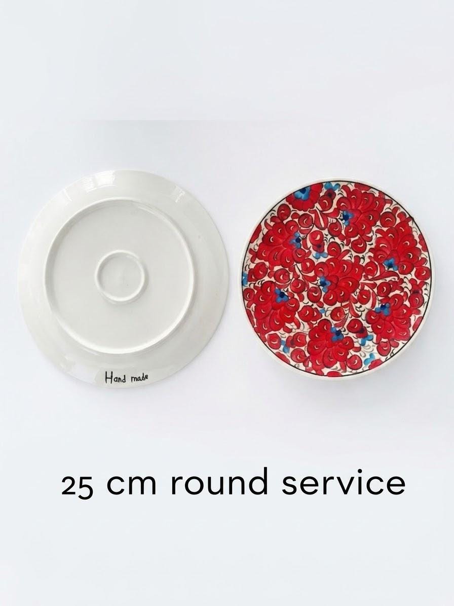 Front and underside views of the 25 cm ceramic serving plate