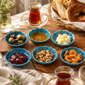 Turkish Ceramic Snack Bowl Set of 6, Blue Teal Floral Dip Bowls, 9 cm — image 1