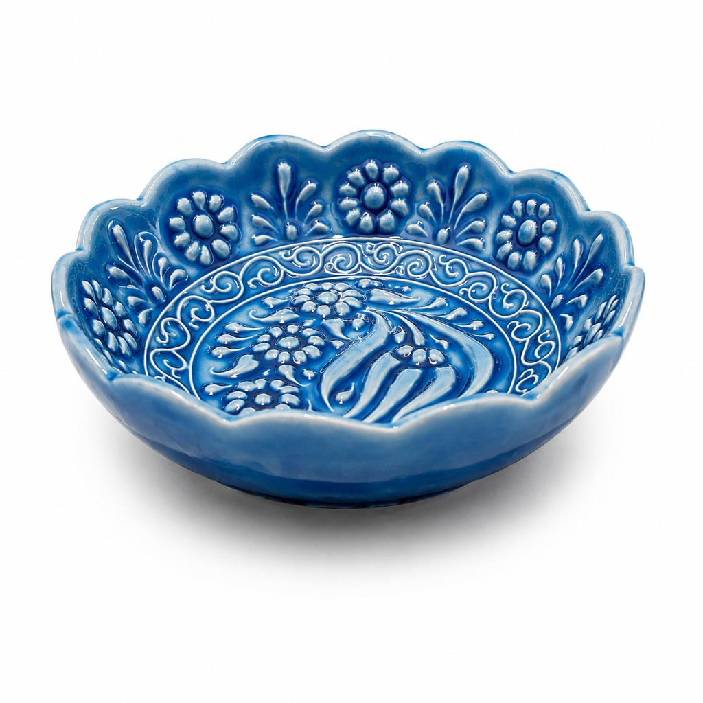 Turkish Ceramic Snack Bowl Set of 6, Blue Teal Floral Dip Bowls, 9 cm — image 4