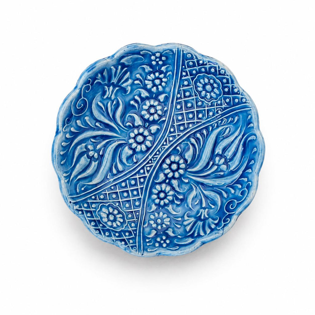 Turkish Ceramic Snack Bowl Set of 6, Blue Teal Floral Dip Bowls, 9 cm — image 6