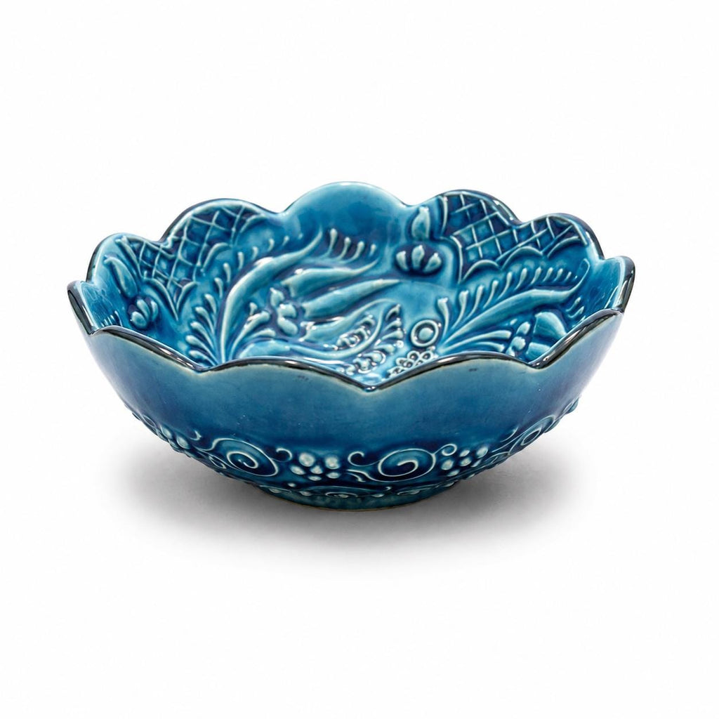 Turkish Ceramic Bowl Set of 6, Blue Teal Floral Snack Bowls, 16 cm — image 3