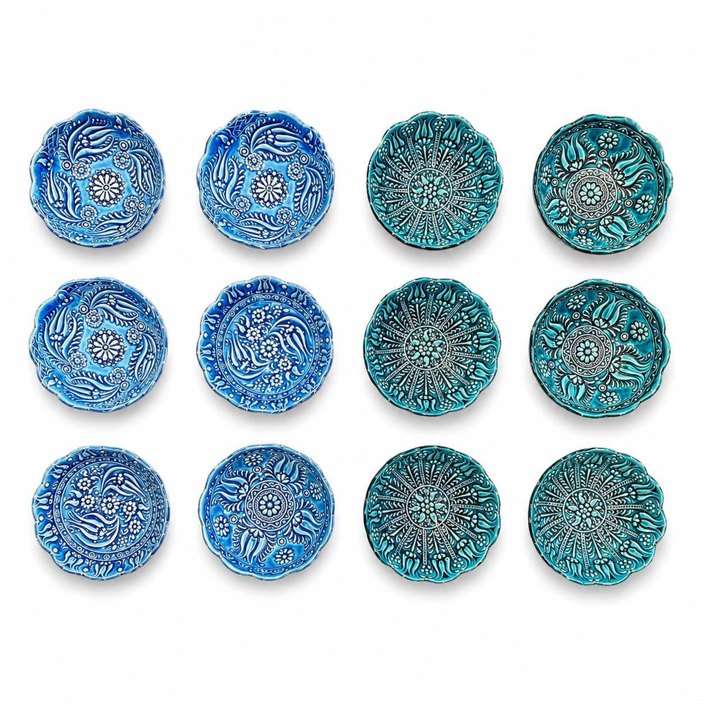 Turkish Ceramic Bowl Set of 6, Blue Teal Floral Snack Bowls, 16 cm — image 8