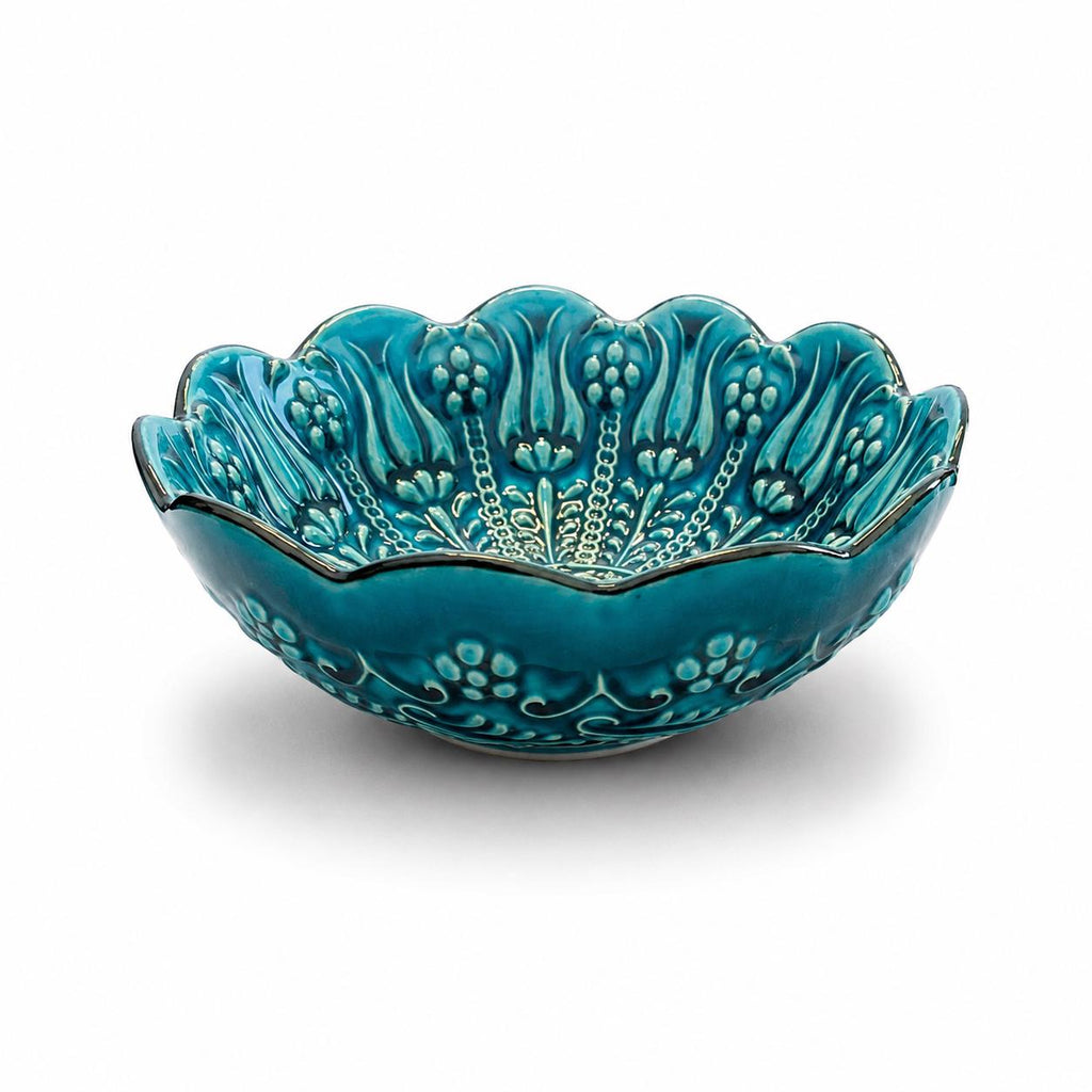 Turkish Ceramic Bowl Set of 6, Blue Teal Floral Snack Bowls, 16 cm — image 9
