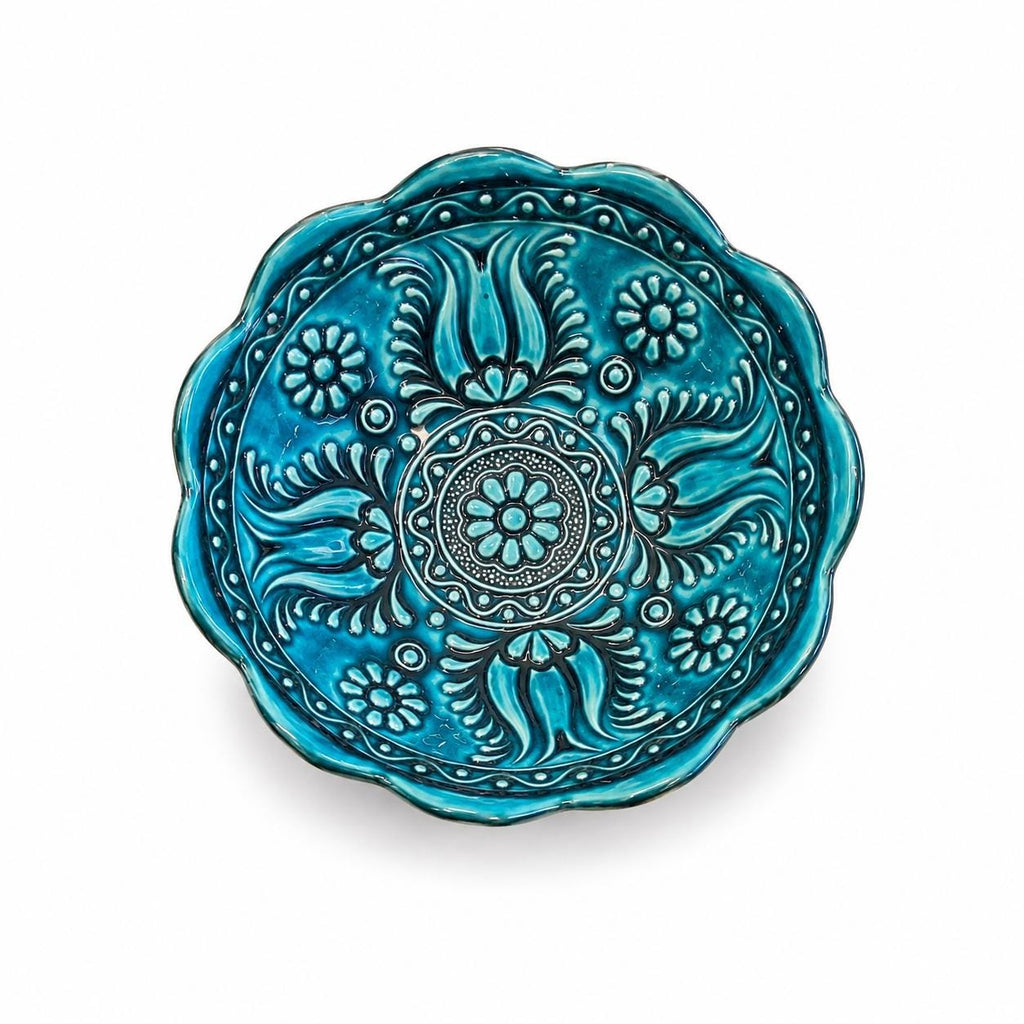 Turkish Ceramic Bowl Set of 6, Blue Teal Floral Snack Bowls, 16 cm — image 10