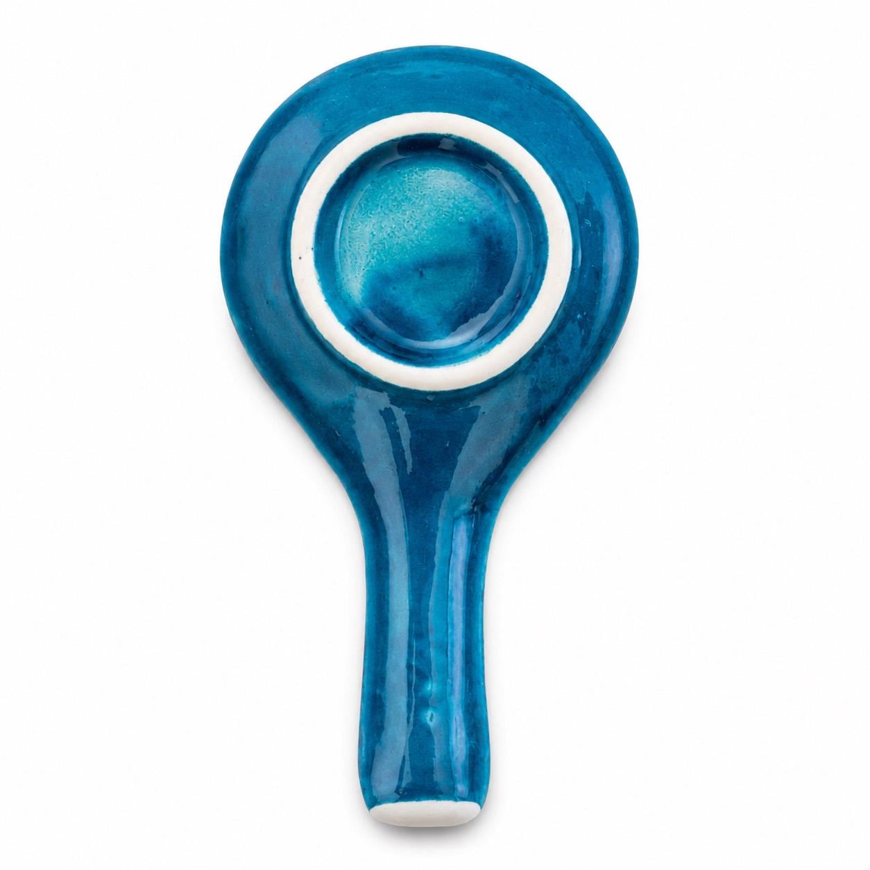Ceramic Spoon Rest Set of 2, Blue Teal Floral Turkish Pottery, 22 cm — image 7