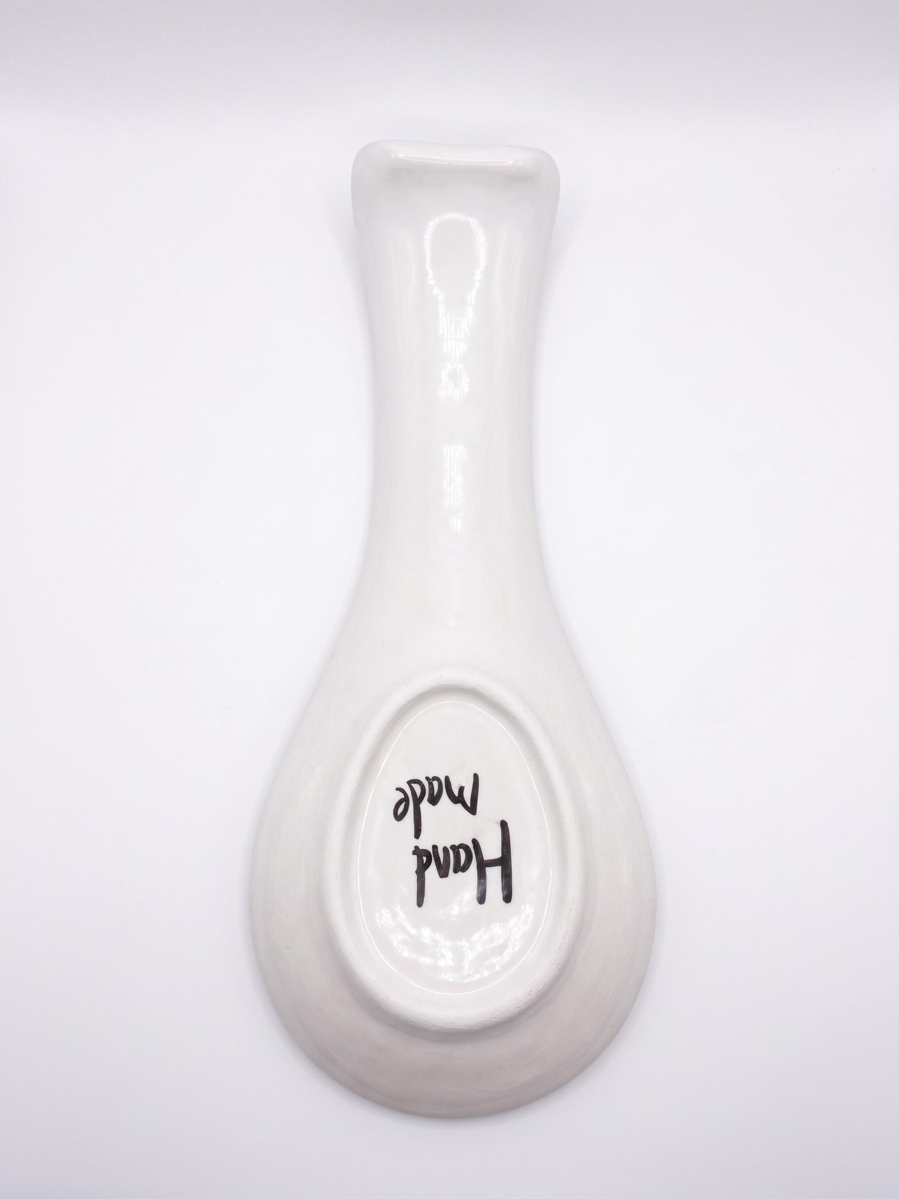 Hand-Painted Ceramic Spoon Rest, Ottoman Model Floral Utensil Holder, Turkish Pottery Kitchen Gift — image 3